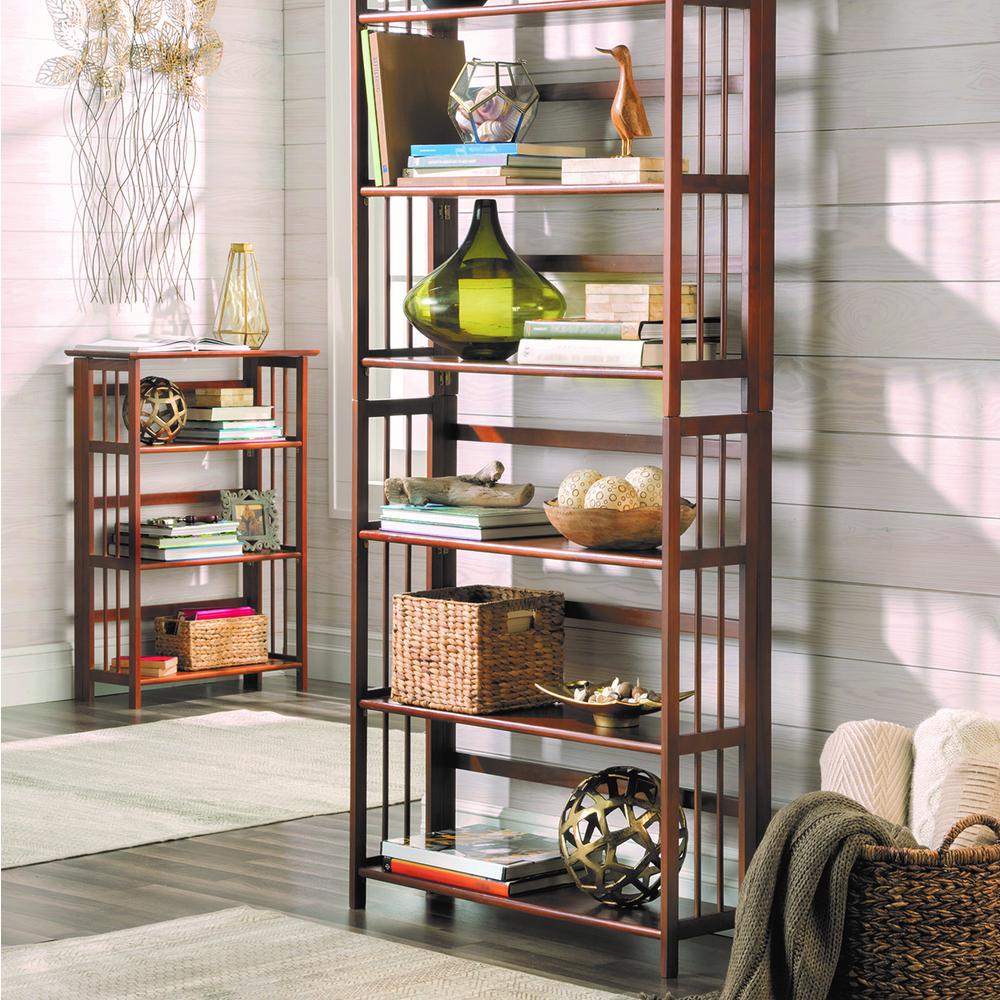 3-Shelf Folding Stackable Bookcase 27.5″ Wide – Chestnut