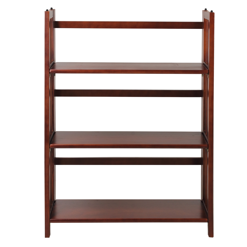 3-Shelf Folding Stackable Bookcase 27.5″ Wide-Walnut