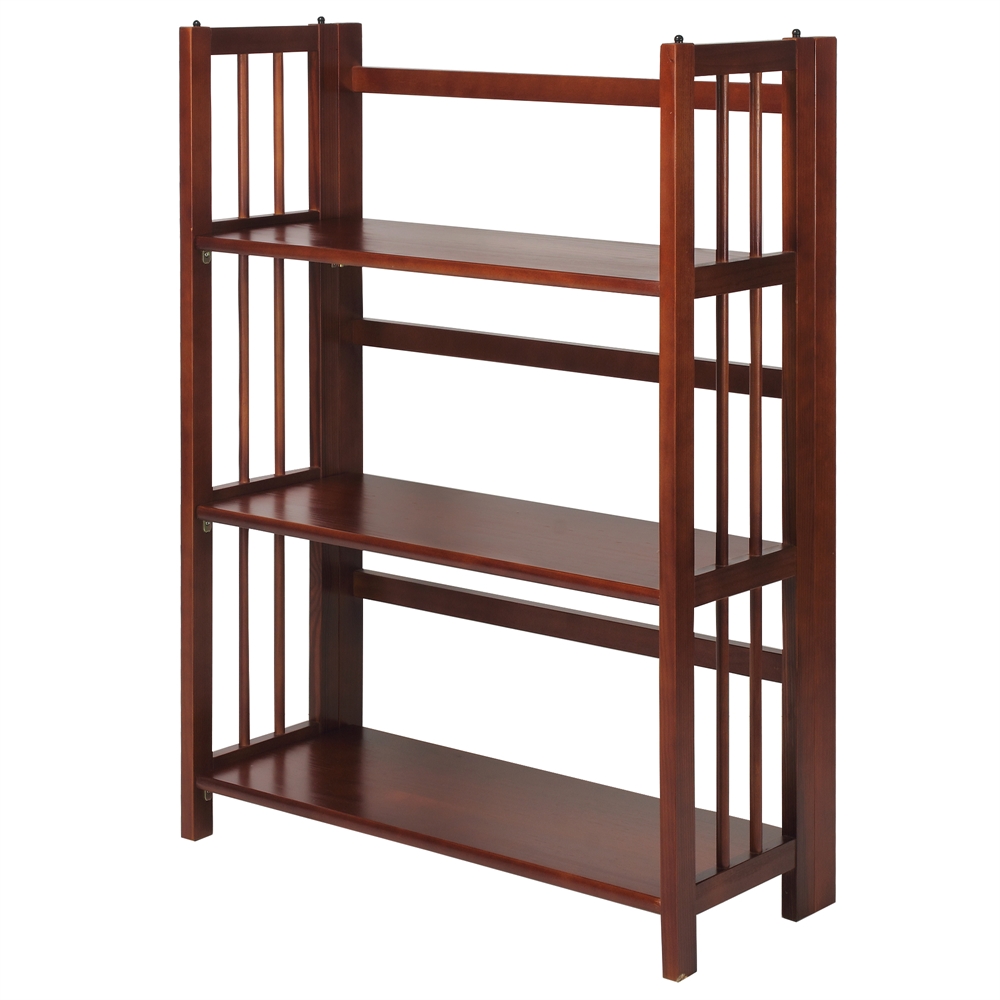 3-Shelf Folding Stackable Bookcase 27.5″ Wide-Walnut