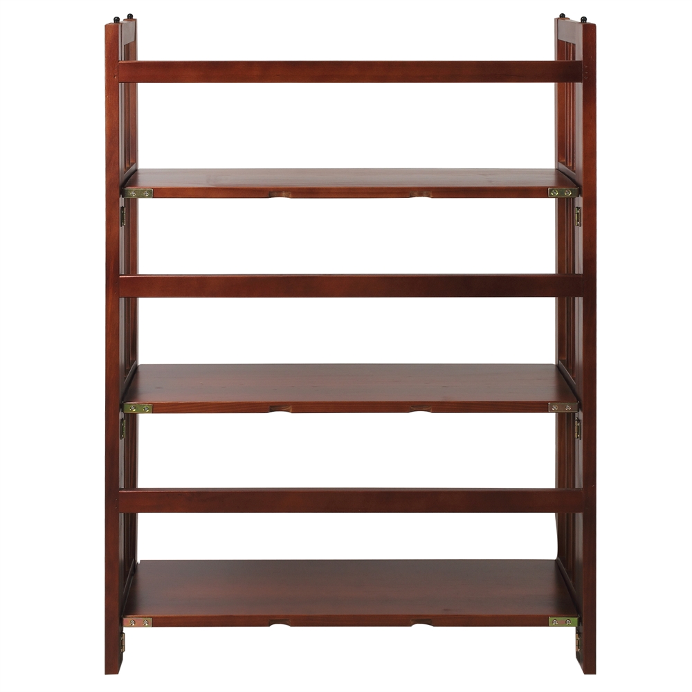 3-Shelf Folding Stackable Bookcase 27.5″ Wide-Walnut
