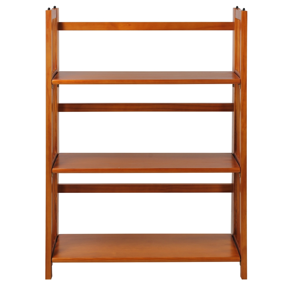 3-Shelf Folding Stackable Bookcase 27.5″ Wide-Honey Oak