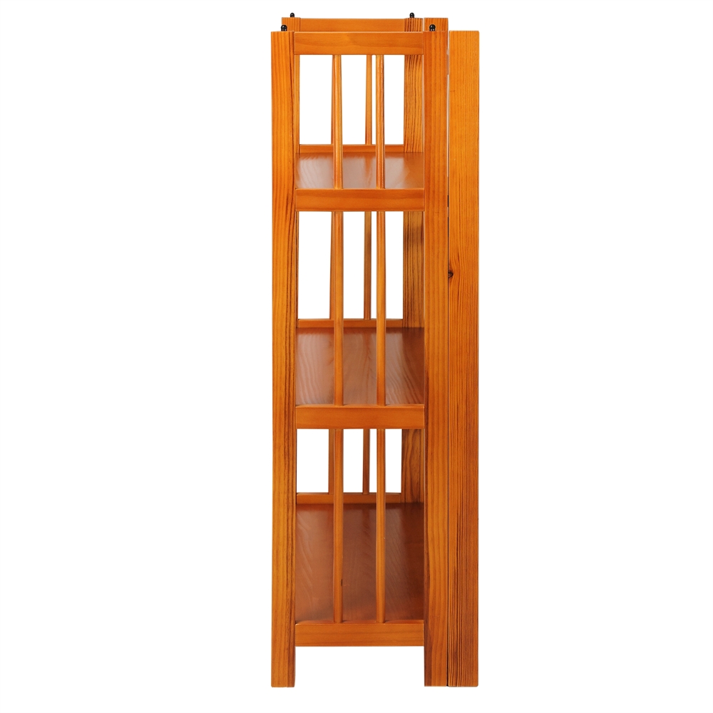 3-Shelf Folding Stackable Bookcase 27.5″ Wide-Honey Oak