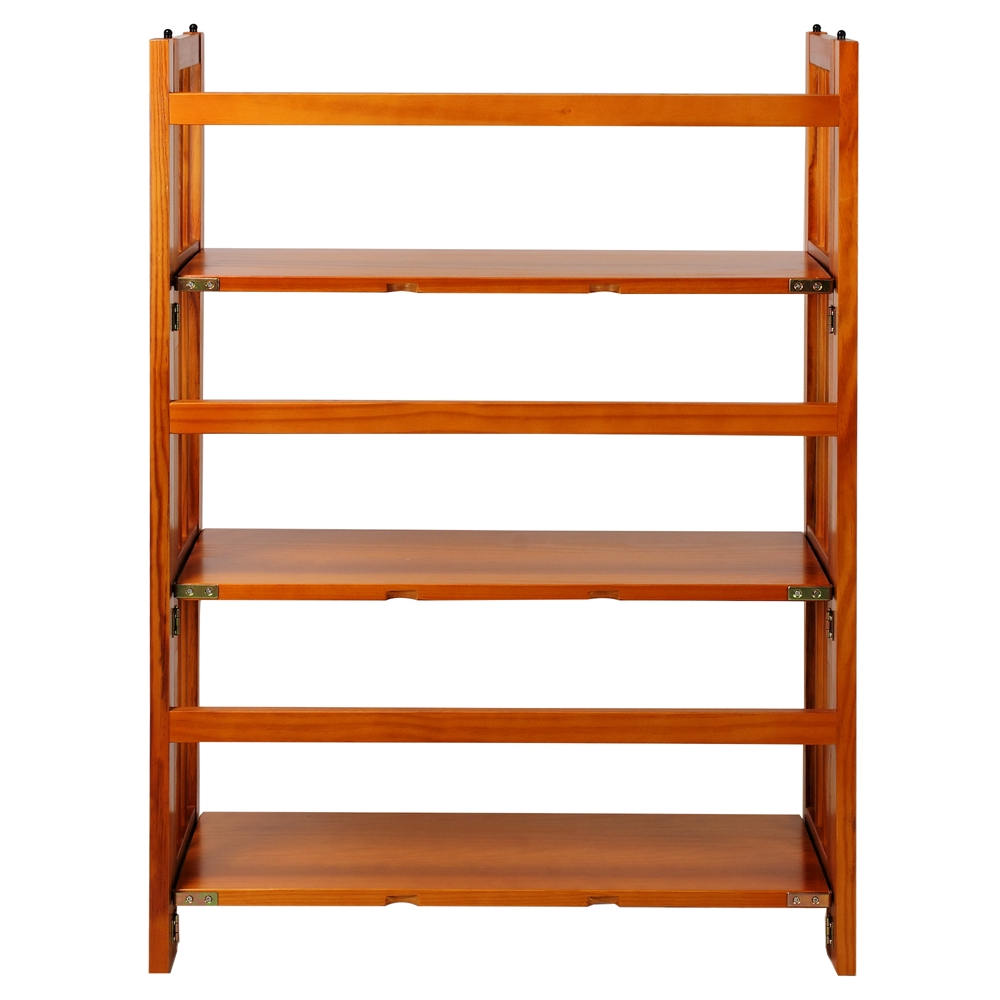 3-Shelf Folding Stackable Bookcase 27.5″ Wide-Honey Oak