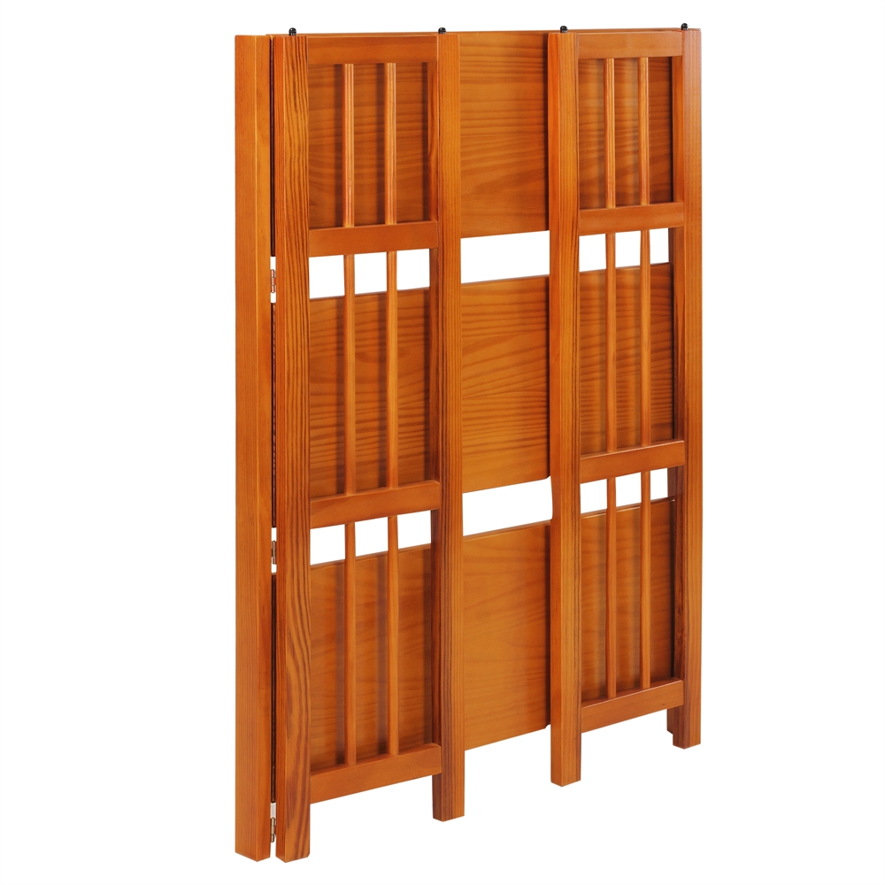 3-Shelf Folding Stackable Bookcase 27.5″ Wide-Honey Oak