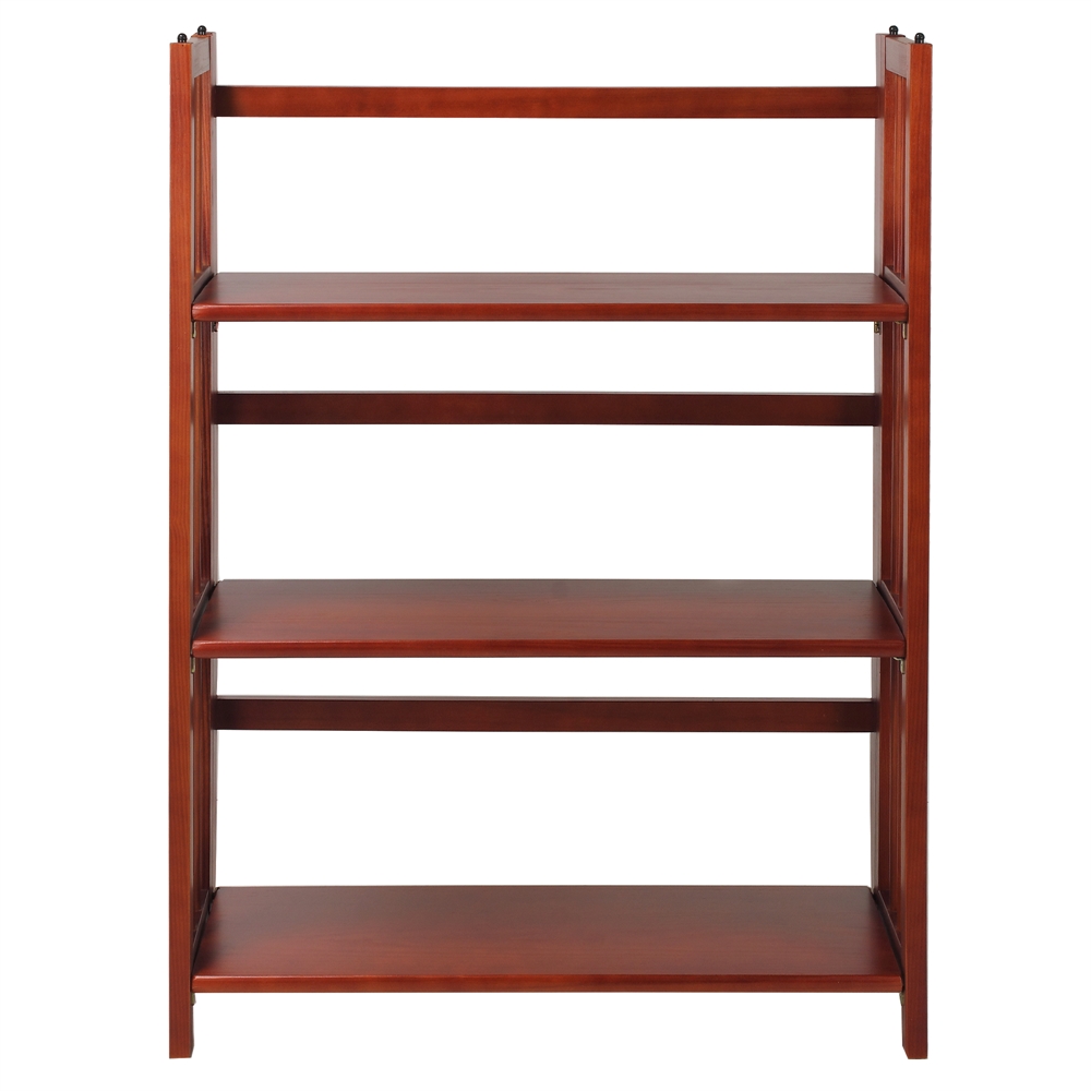 3-Shelf Folding Stackable Bookcase 27.5″ Wide-Mahogany