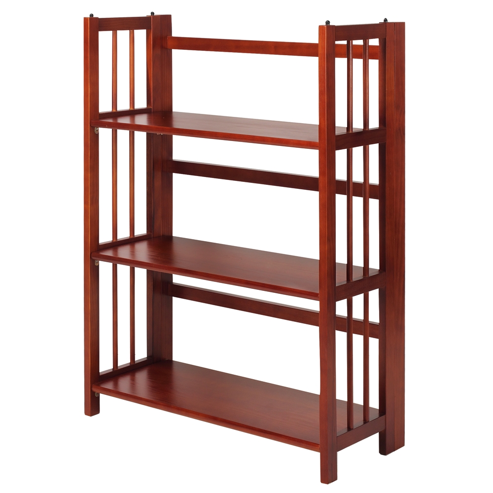 3-Shelf Folding Stackable Bookcase 27.5″ Wide-Mahogany