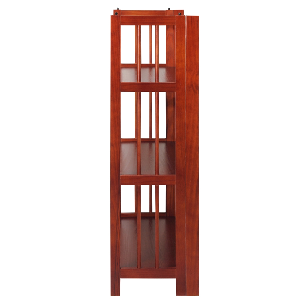 3-Shelf Folding Stackable Bookcase 27.5″ Wide-Mahogany