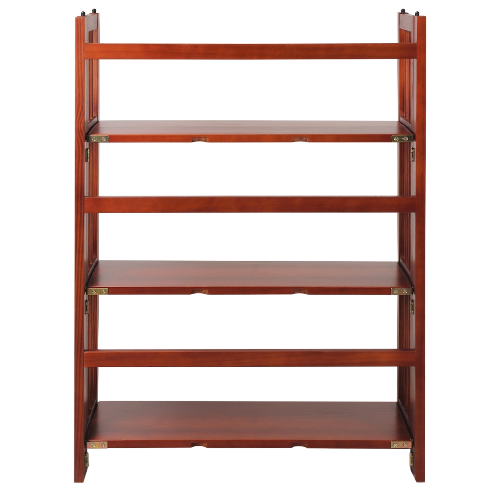 3-Shelf Folding Stackable Bookcase 27.5″ Wide-Mahogany