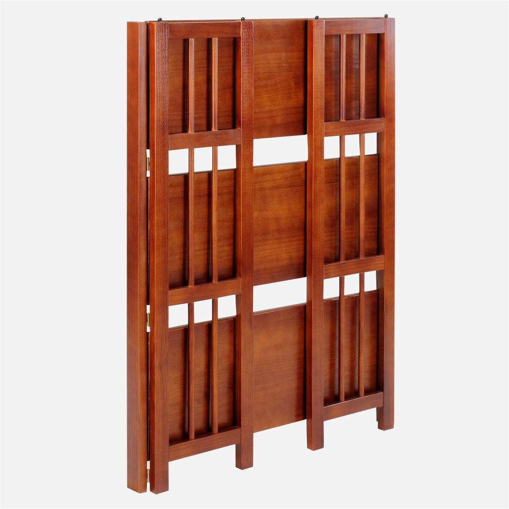 3-Shelf Folding Stackable Bookcase 27.5″ Wide-Mahogany