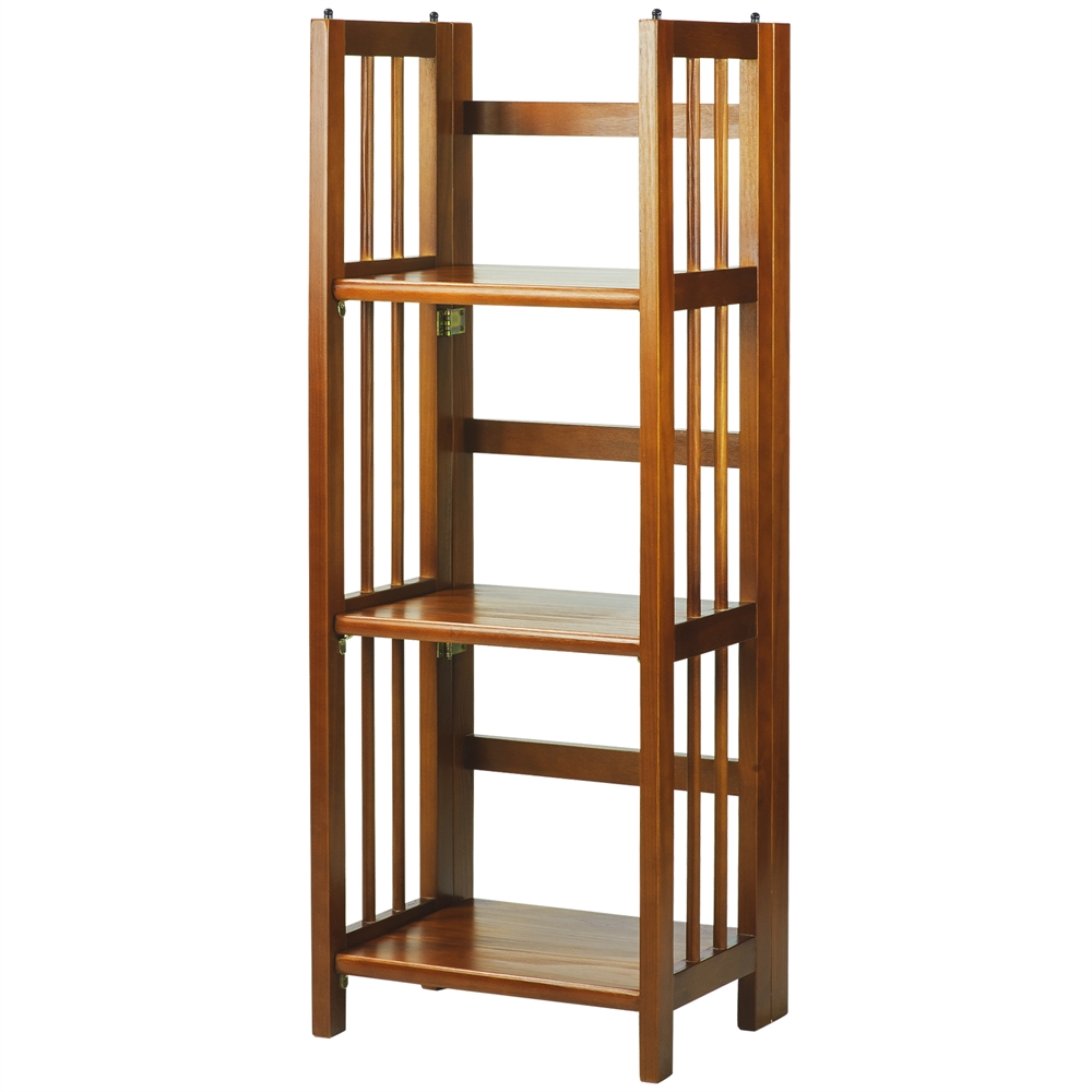 3-Shelf Folding Bookcase 14″ Wide-Honey Oak