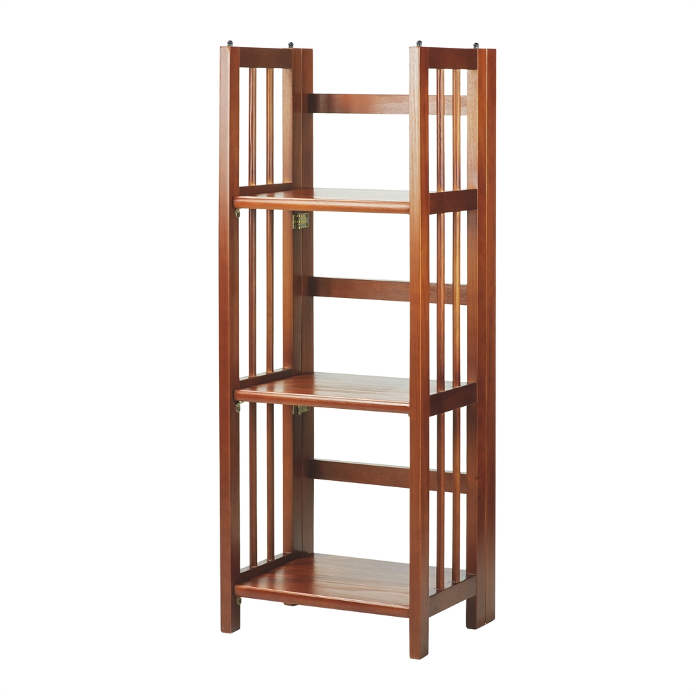 3-Shelf Folding Bookcase 14″ Wide-Mahogany