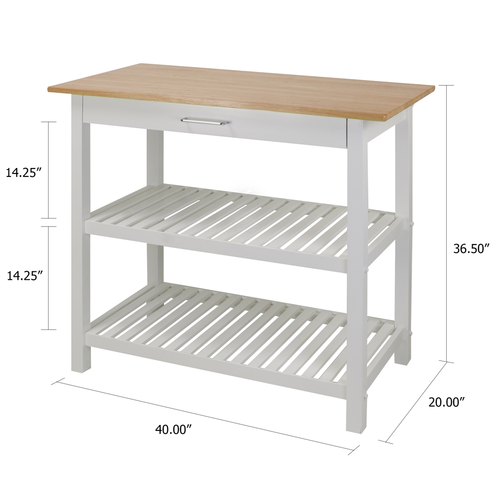 Kitchen Island with Solid Wood Top