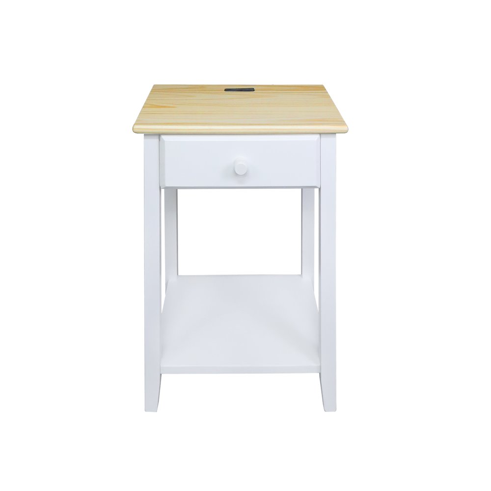 Night Owl Nightstand with USB Port – Natural White