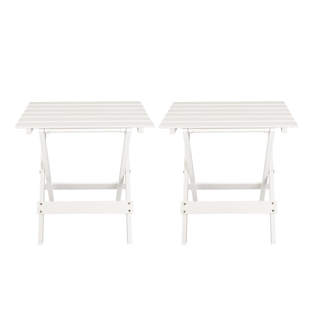 Portable Solid Wood Folding Side Table 2-Piece Set – White
