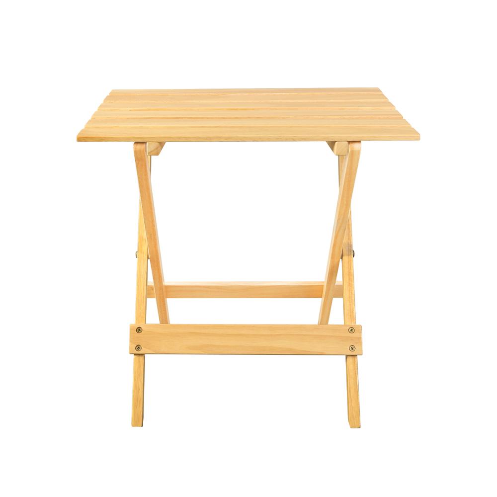Portable Solid Wood Folding Side Table 2-Piece Set – Natural