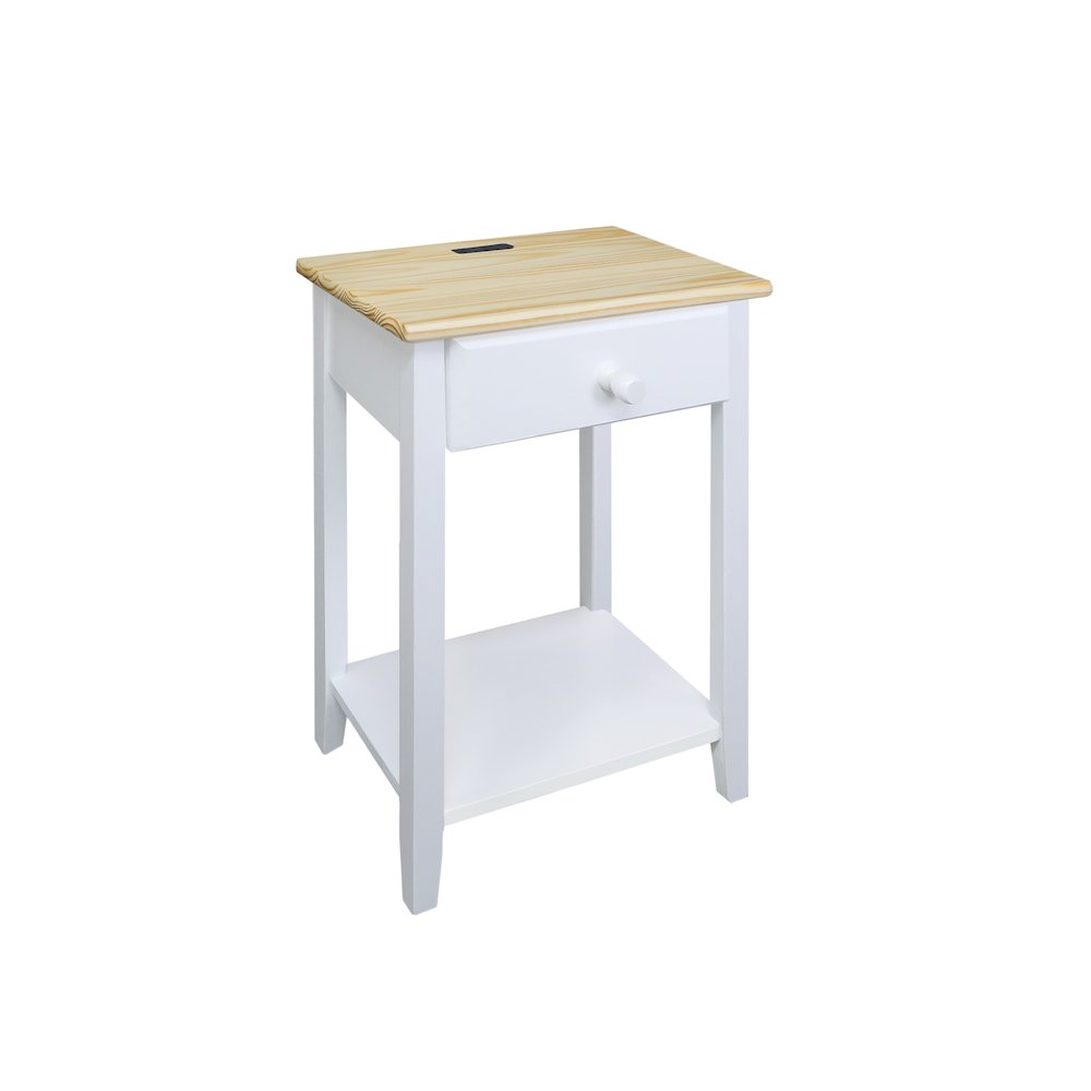 Night Owl Nightstand with USB Port – Natural White