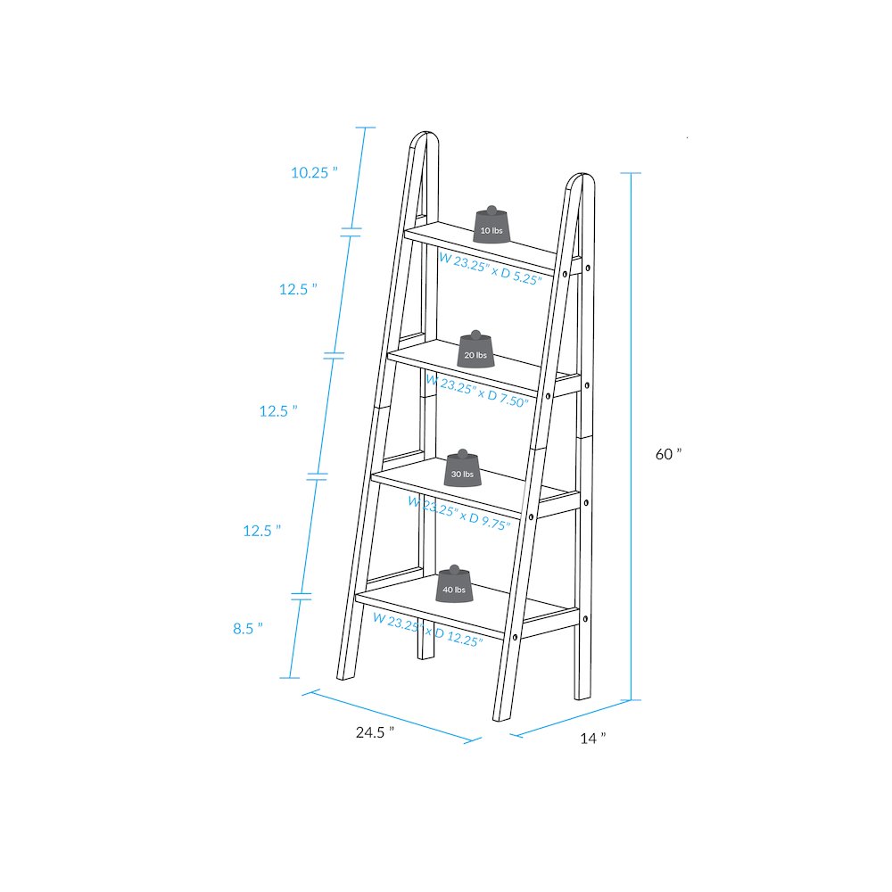 4-Shelf Ladder Bookcase