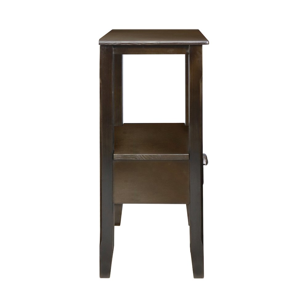 2-Tier Tall Side Table with Drawer – Java