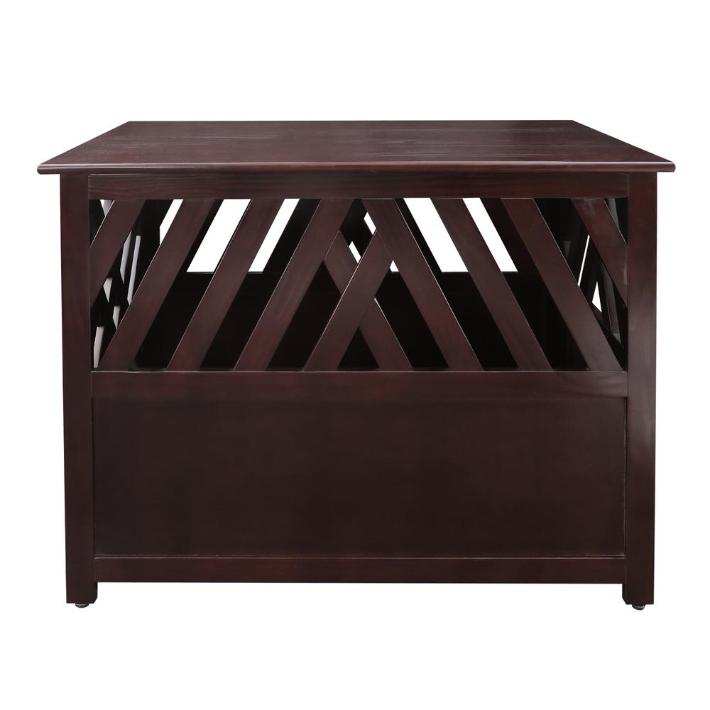 Modern Lattice Wooden Pet Crate End Table – Espresso