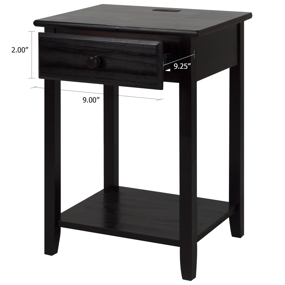 Night Owl Night Stand with USB Port-Espresso