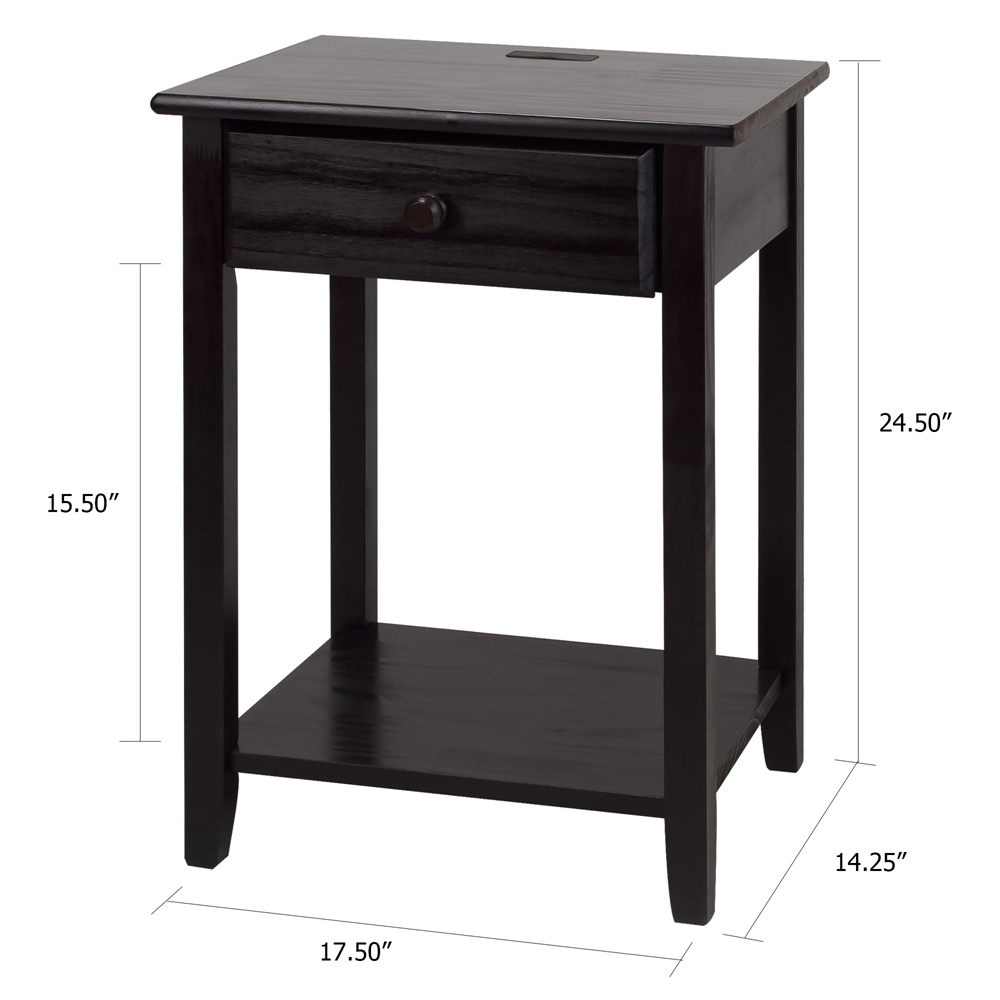 Night Owl Night Stand with USB Port-Espresso