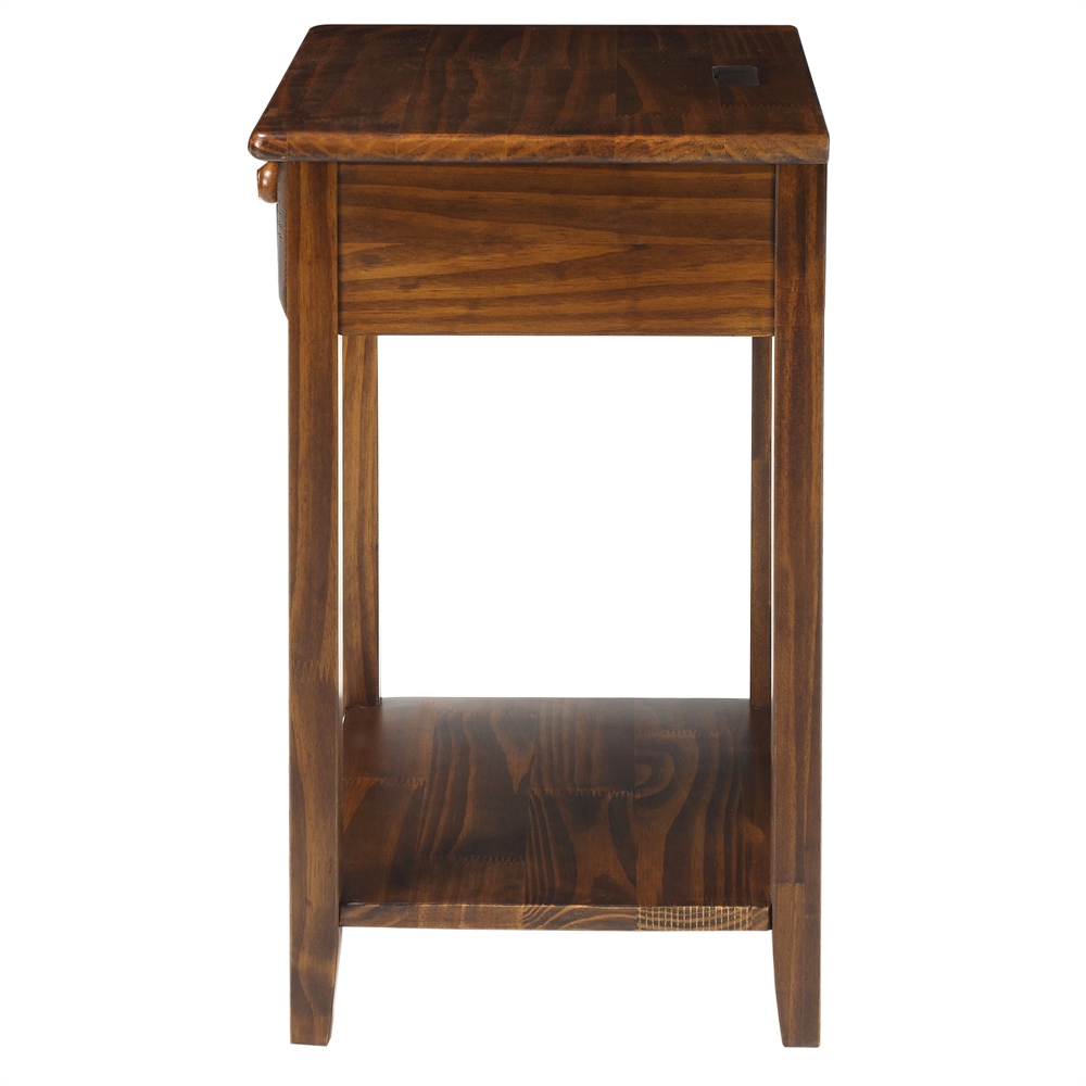 Night Owl Night Stand with USB Port-Warm Brown