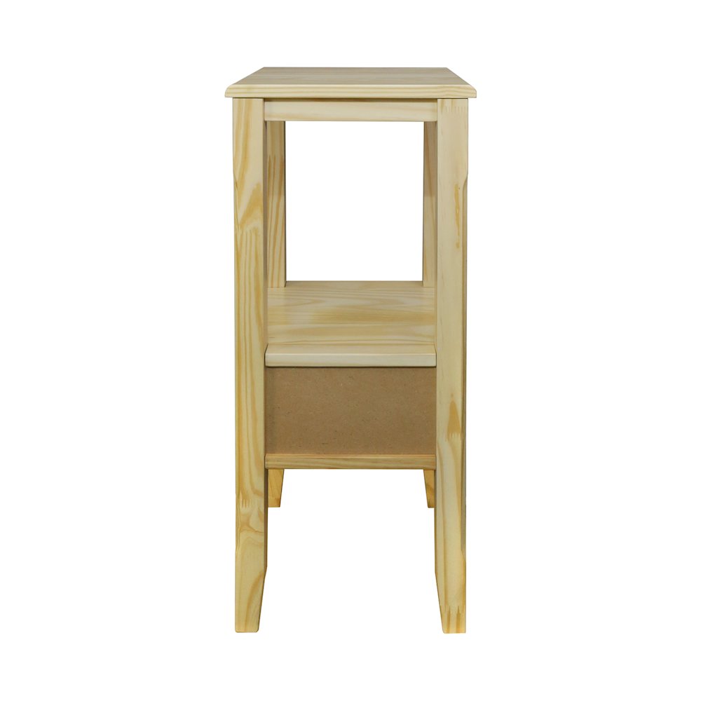 2-Tier Tall Side Table with Drawer – Natural