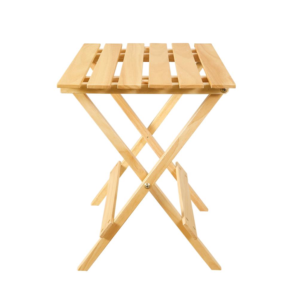 Portable Solid Wood Folding Side Table 2-Piece Set – Natural