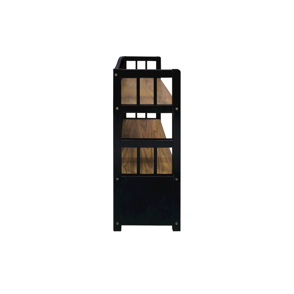 Solid Wood 2-Tier Small Bookshelf with Drawer