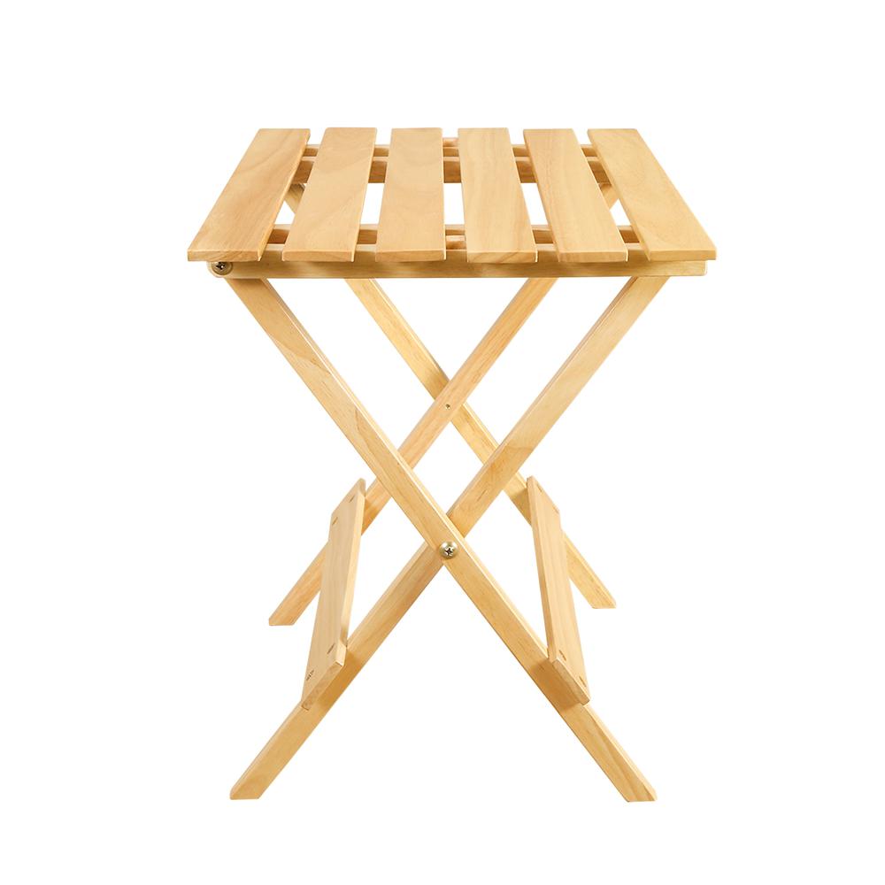 Portable Solid Wood Folding Side Table 2-Piece Set – Natural