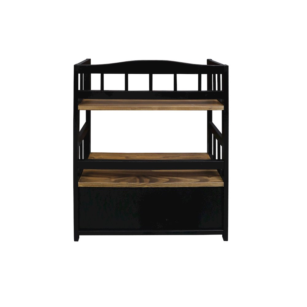 Solid Wood 2-Tier Small Bookshelf with Drawer