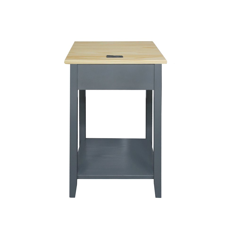 Night Owl Nightstand with USB Port – Natural Gray