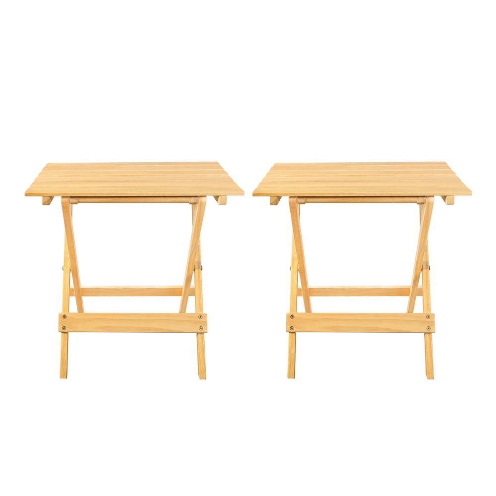 Portable Solid Wood Folding Side Table 2-Piece Set – Natural