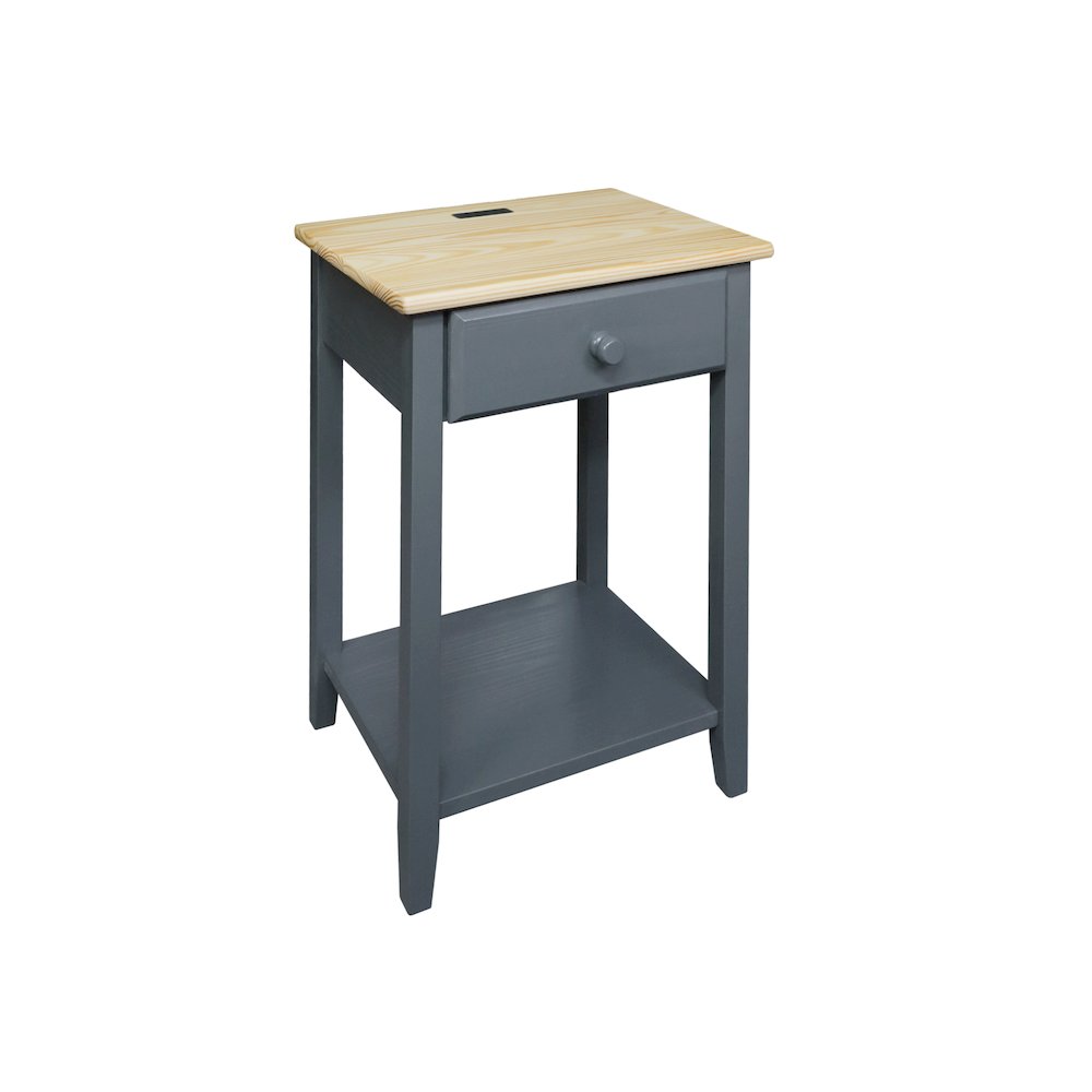 Night Owl Nightstand with USB Port – Natural Gray