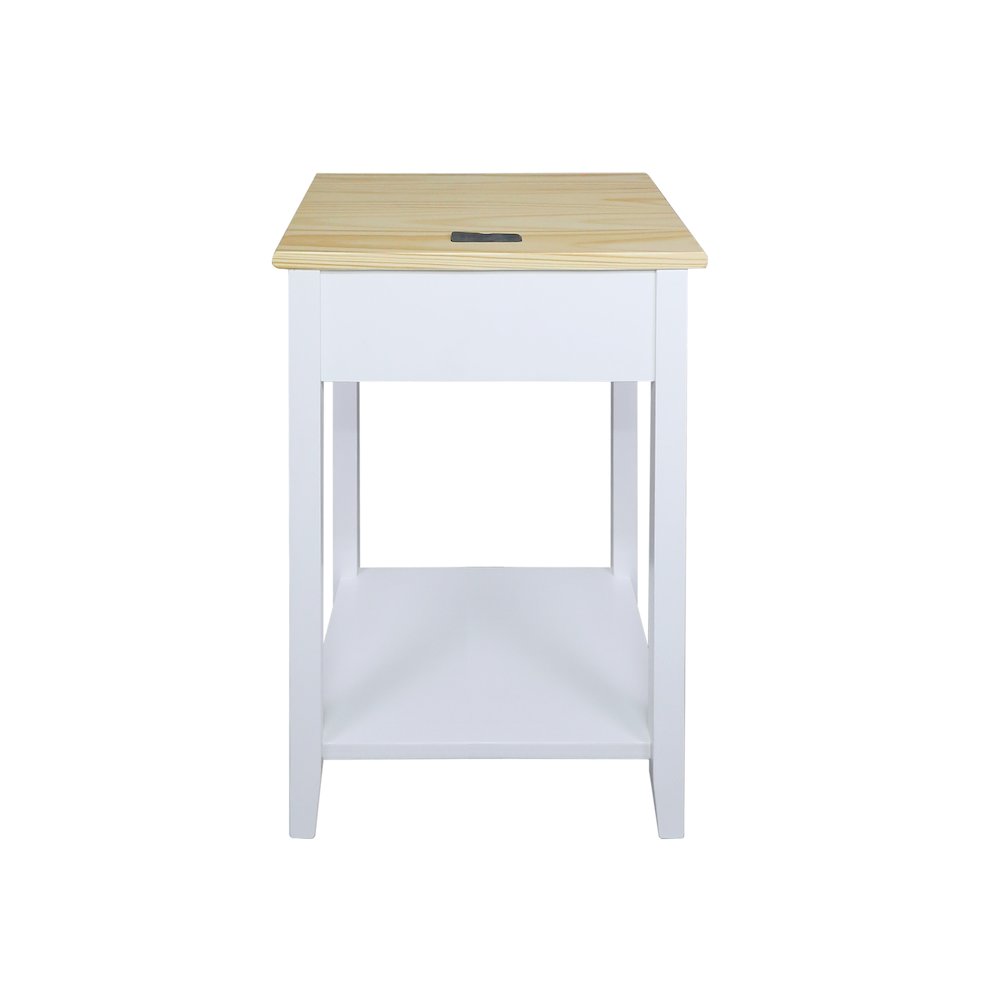 Night Owl Nightstand with USB Port – Natural White
