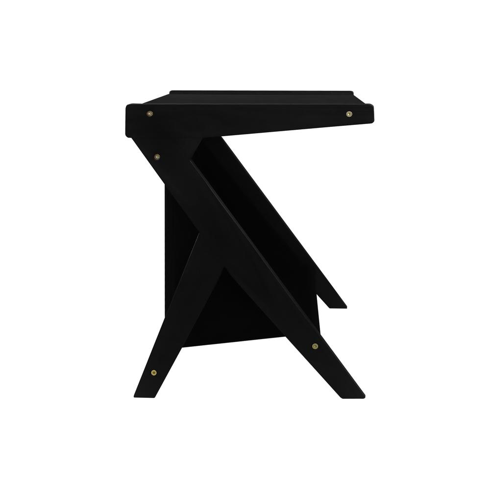 Casual Home Z-Shaped Sofa Side Table with Canvas Storage Basket – Black