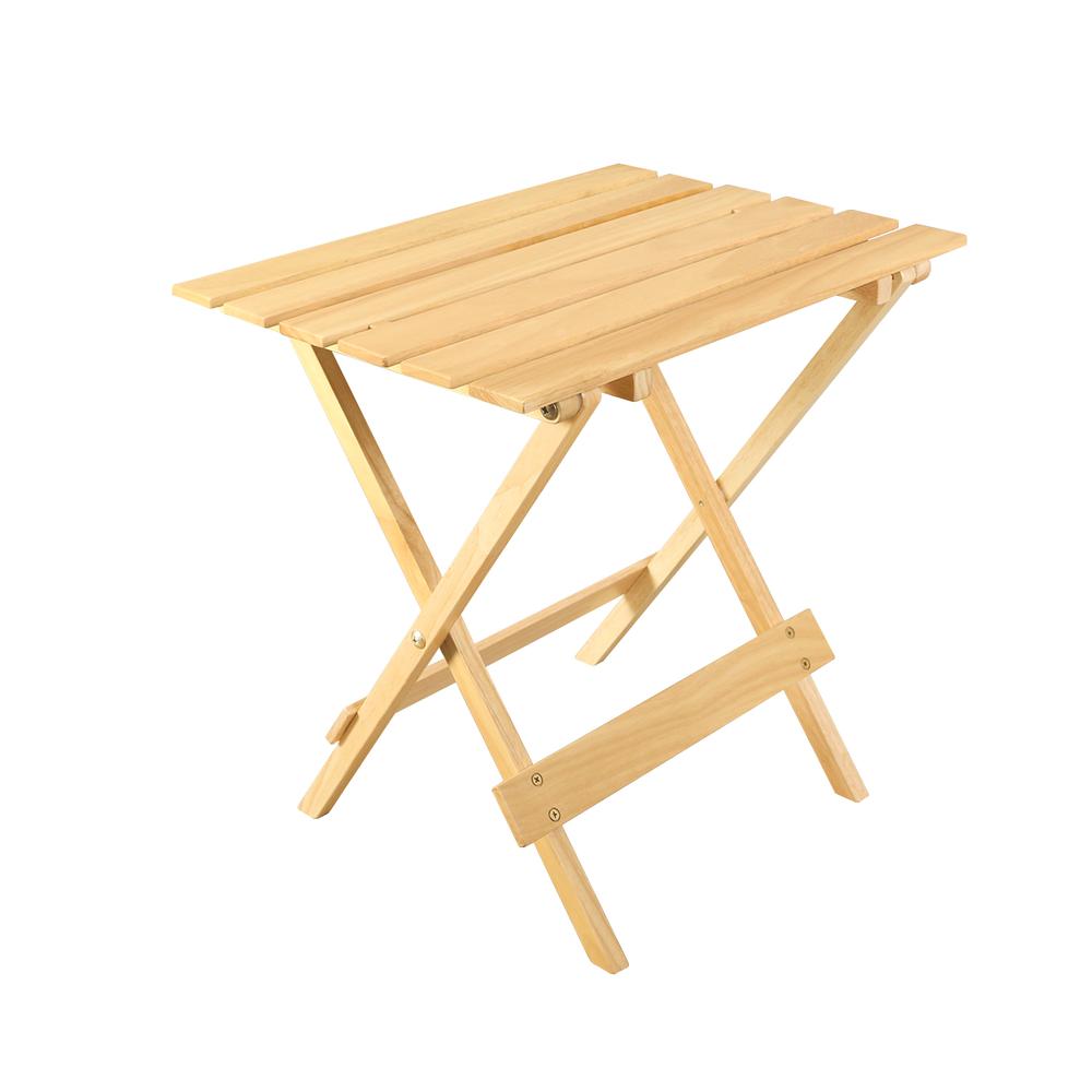 Portable Solid Wood Folding Side Table 2-Piece Set – Natural
