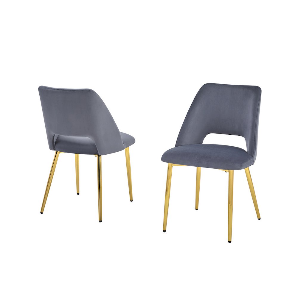 Dark Grey Velvet Dining Side Chair Openback