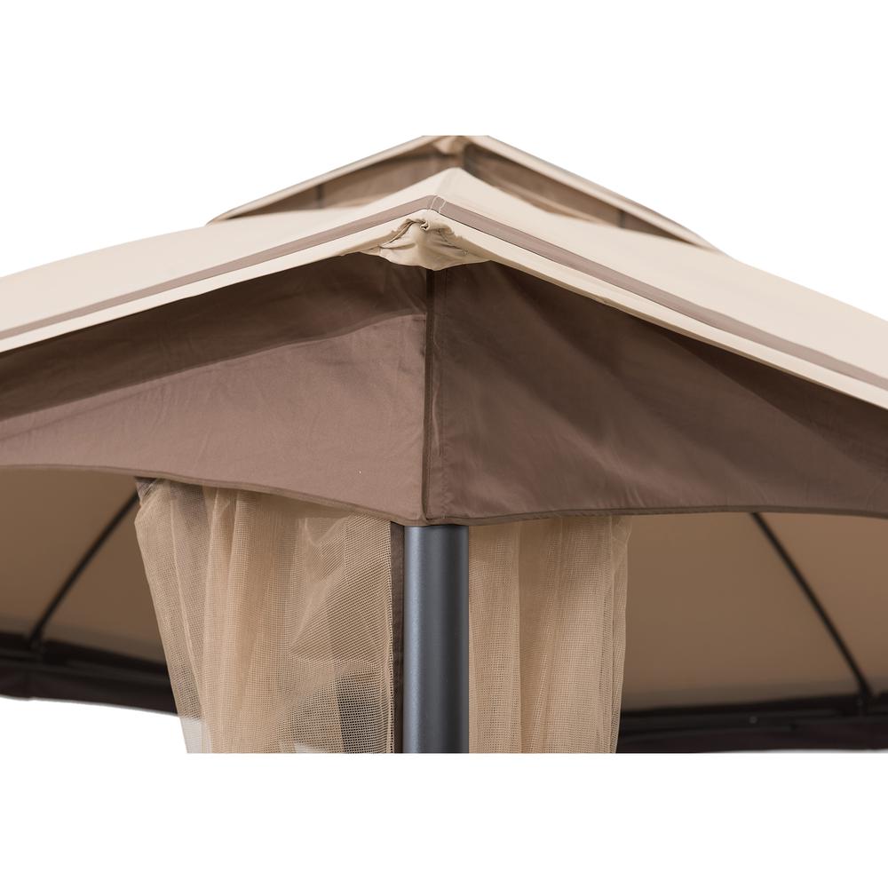 10.5 ft. x 13 ft. Tan and Brown 2-tier Steel Gazebo