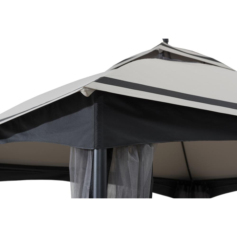 Sunjoy Outdoor Patio 11 x 13 ft Black Steel Frame 2 Tier Soft Top Gazebo