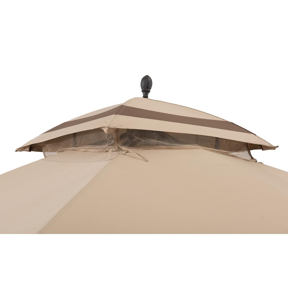 10.5 ft. x 13 ft. Tan and Brown 2-tier Steel Gazebo