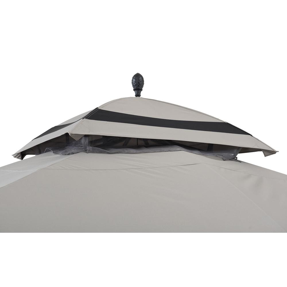 Sunjoy Outdoor Patio 11 x 13 ft Black Steel Frame 2 Tier Soft Top Gazebo