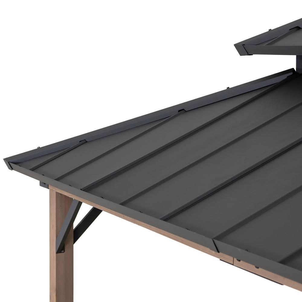 Durable Cedar Framed Wood Gazebo with Built-In Electrical Outlets