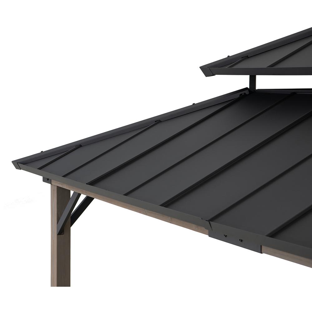 Durable Cedar Framed Wood Gazebo with Built-In Electrical Outlets