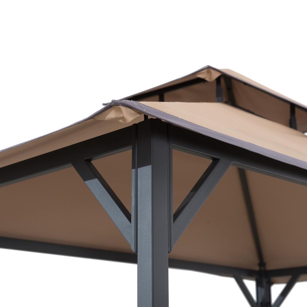 8×5 ft Arbrook Black Steel 2-Tier Soft Top Grill Gazebo