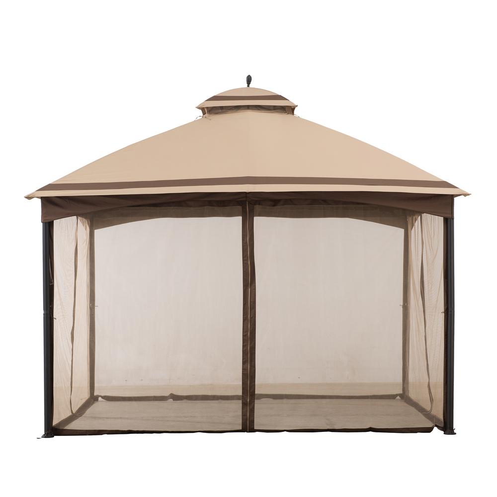 10.5 ft. x 13 ft. Tan and Brown 2-tier Steel Gazebo