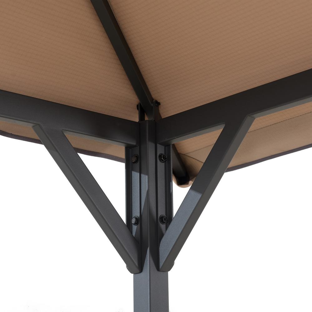 8×5 ft Arbrook Black Steel 2-Tier Soft Top Grill Gazebo