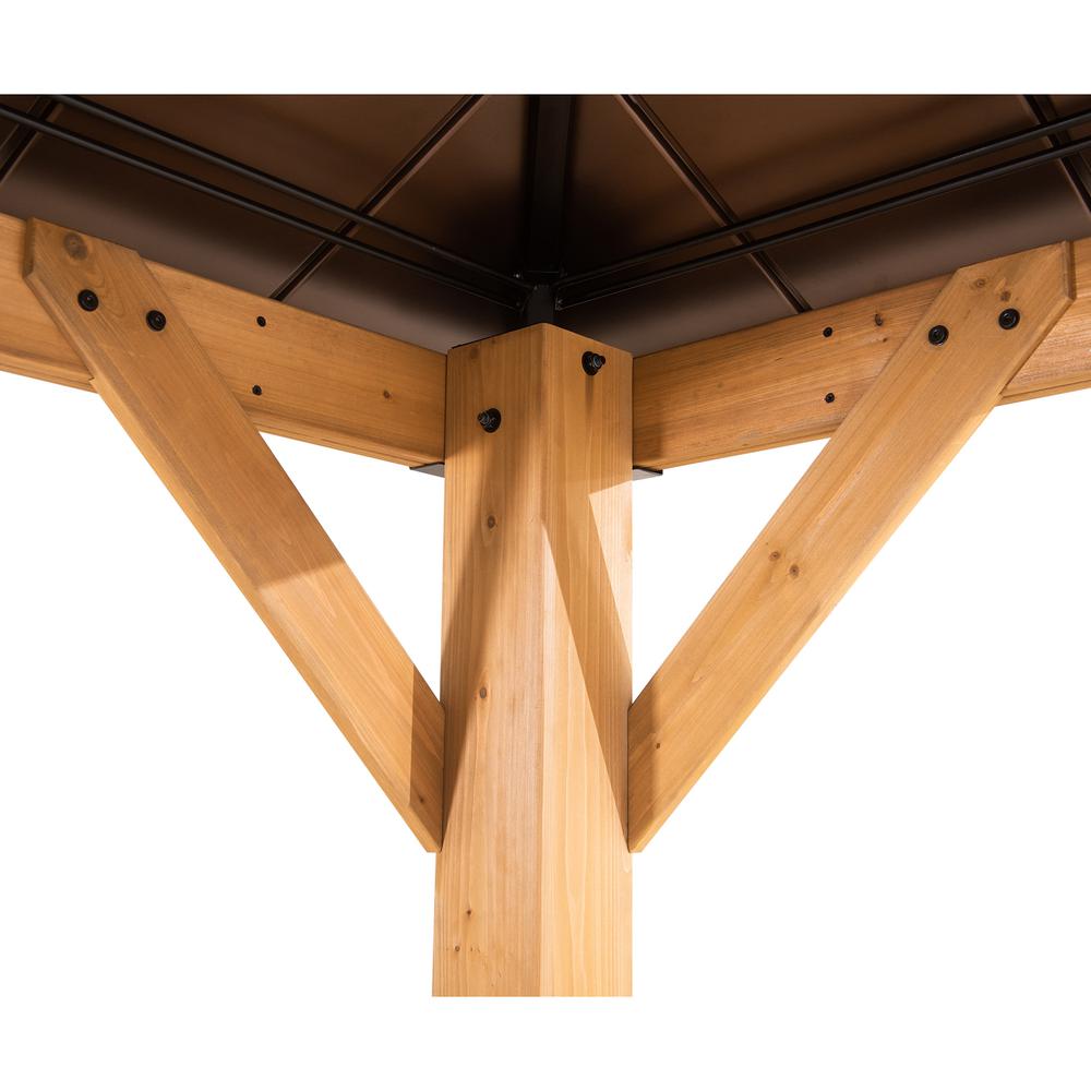 Sunjoy 9 x 9 ft Patio Cedar Framed Gazebo with Brown Steel Hardtop