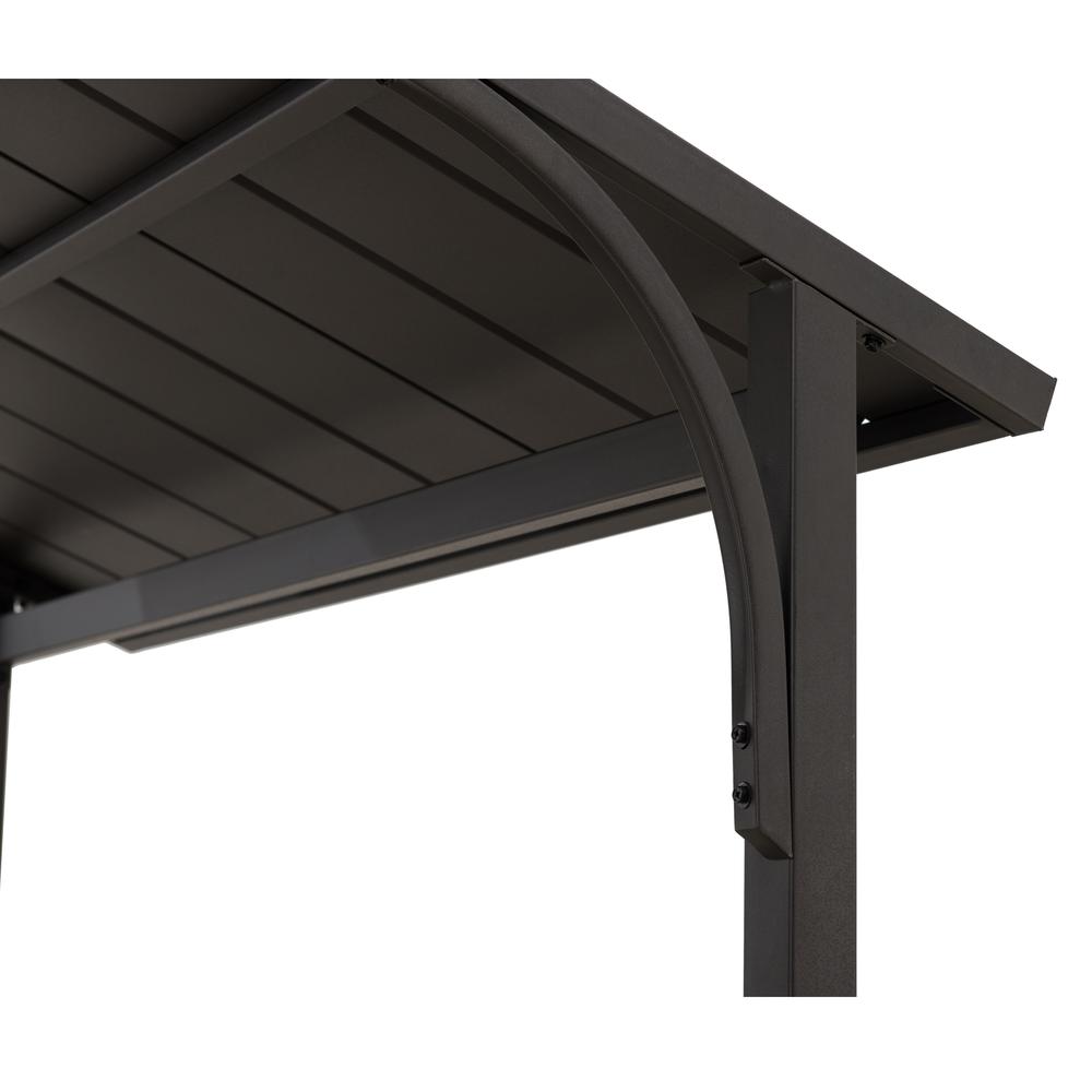 8×5 ftBrown Steel Frame 2-Tier BBQ Grill Gazebo with Ceiling Hook and Shelves