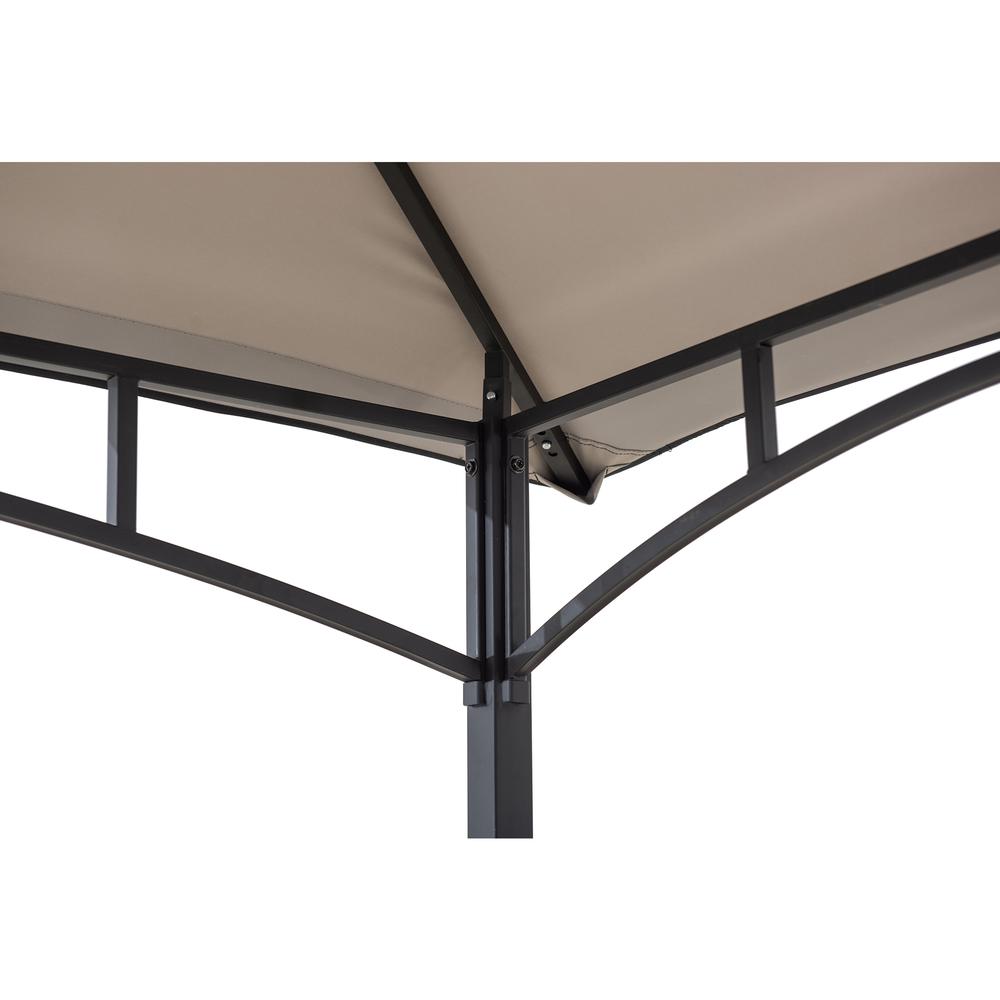 8x5ft 2-Tier Soft Top Gazebo Black Steel Grill Gazebo with Ceiling Hook